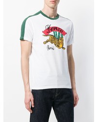 T-shirt à col rond imprimé blanc Kenzo