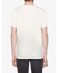 T-shirt à col rond imprimé blanc Gucci