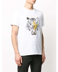 T-shirt à col rond imprimé blanc Just Cavalli