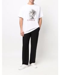 T-shirt à col rond imprimé blanc Roberto Cavalli