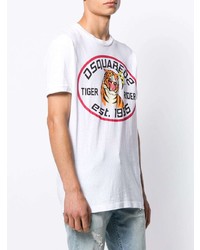 T-shirt à col rond imprimé blanc DSQUARED2