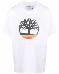 T-shirt à col rond imprimé blanc Timberland