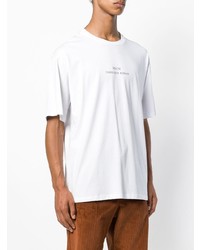 T-shirt à col rond imprimé blanc MSGM