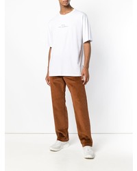 T-shirt à col rond imprimé blanc MSGM