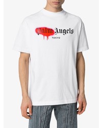 T-shirt à col rond imprimé blanc Palm Angels