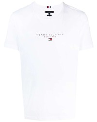 T-shirt à col rond imprimé blanc Tommy Hilfiger