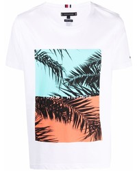 T-shirt à col rond imprimé blanc Tommy Hilfiger