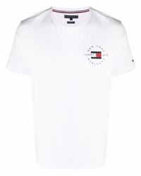 T-shirt à col rond imprimé blanc Tommy Hilfiger