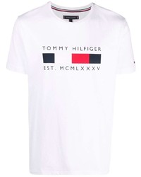 T-shirt à col rond imprimé blanc Tommy Hilfiger