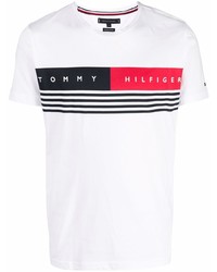 T-shirt à col rond imprimé blanc Tommy Hilfiger