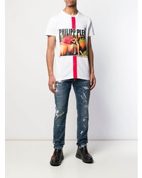 T-shirt à col rond imprimé blanc Philipp Plein