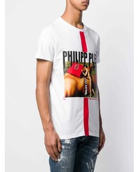 T-shirt à col rond imprimé blanc Philipp Plein