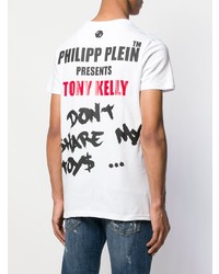 T-shirt à col rond imprimé blanc Philipp Plein