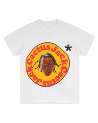 T-shirt à col rond imprimé blanc Travis Scott Astroworld