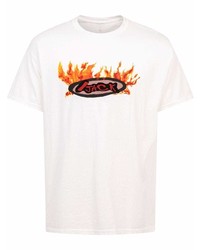 T-shirt à col rond imprimé blanc Travis Scott