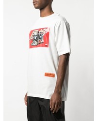 T-shirt à col rond imprimé blanc Heron Preston