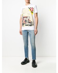 T-shirt à col rond imprimé blanc DSQUARED2