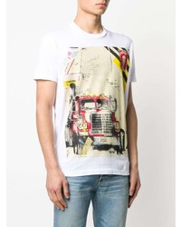 T-shirt à col rond imprimé blanc DSQUARED2