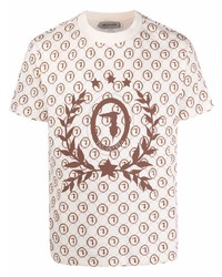 T-shirt à col rond imprimé blanc Trussardi