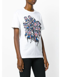 T-shirt à col rond imprimé blanc Junya Watanabe