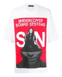 T-shirt à col rond imprimé blanc Undercover