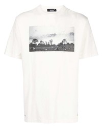 T-shirt à col rond imprimé blanc Undercover