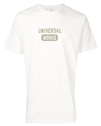 T-shirt à col rond imprimé blanc Universal Works