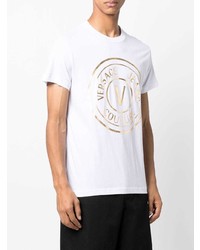 T-shirt à col rond imprimé blanc VERSACE JEANS COUTURE