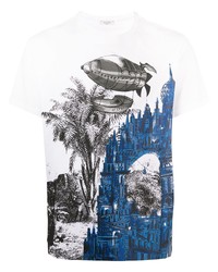 T-shirt à col rond imprimé blanc Valentino