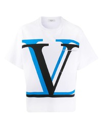 T-shirt à col rond imprimé blanc Valentino