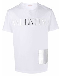 T-shirt à col rond imprimé blanc Valentino