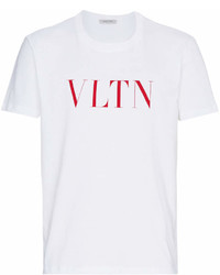 T-shirt à col rond imprimé blanc Valentino