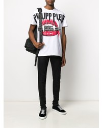 T-shirt à col rond imprimé blanc Philipp Plein