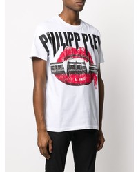 T-shirt à col rond imprimé blanc Philipp Plein