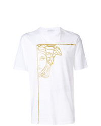 T-shirt à col rond imprimé blanc Versace Collection