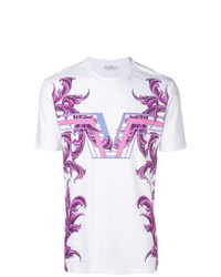 T-shirt à col rond imprimé blanc Versace Collection