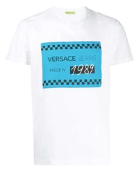 T-shirt à col rond imprimé blanc VERSACE JEANS COUTURE