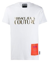 T-shirt à col rond imprimé blanc VERSACE JEANS COUTURE