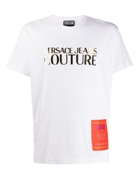 T-shirt à col rond imprimé blanc VERSACE JEANS COUTURE