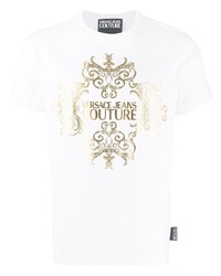 T-shirt à col rond imprimé blanc VERSACE JEANS COUTURE