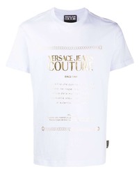 T-shirt à col rond imprimé blanc VERSACE JEANS COUTURE