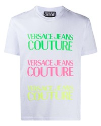 T-shirt à col rond imprimé blanc VERSACE JEANS COUTURE