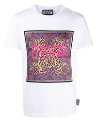 T-shirt à col rond imprimé blanc VERSACE JEANS COUTURE