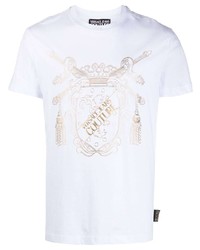 T-shirt à col rond imprimé blanc VERSACE JEANS COUTURE