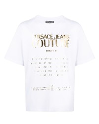 T-shirt à col rond imprimé blanc VERSACE JEANS COUTURE