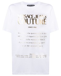 T-shirt à col rond imprimé blanc VERSACE JEANS COUTURE