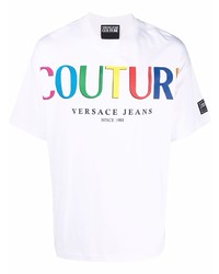 T-shirt à col rond imprimé blanc VERSACE JEANS COUTURE