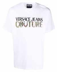 T-shirt à col rond imprimé blanc VERSACE JEANS COUTURE