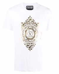 T-shirt à col rond imprimé blanc VERSACE JEANS COUTURE