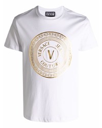 T-shirt à col rond imprimé blanc VERSACE JEANS COUTURE